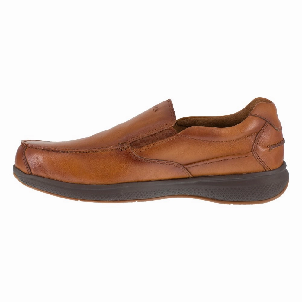 Flexibility Fit Florsheim Men's Slip-on Work Boat Shoe Steel Toe Bayside Fs2325 In Cognac