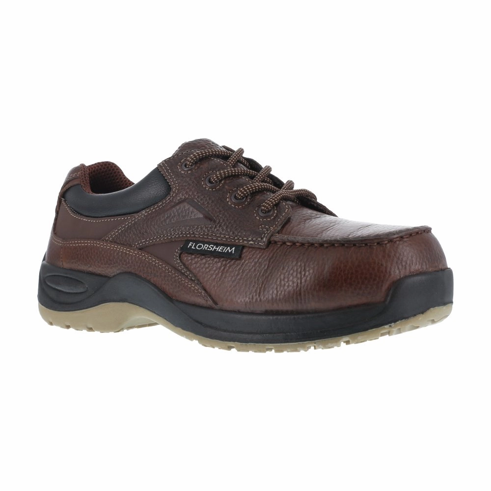 Florsheim Men's Work Shoe's Casual Moc Toe Oxford Composite Toe Rambler Creek Fs2700 In Brown Outdoor Adventure Shoes Heavy Duty Protection