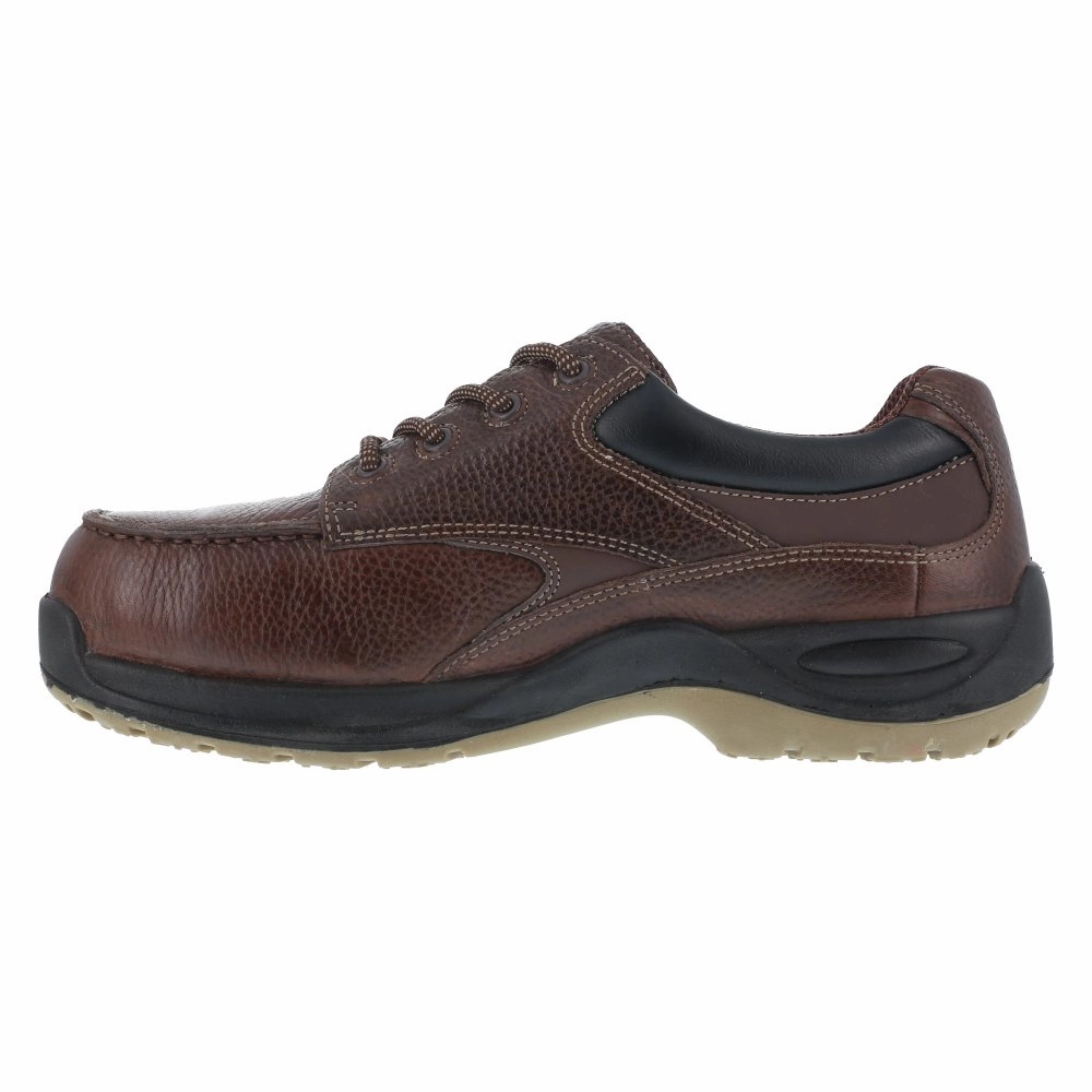 Florsheim Men's Work Shoe's Casual Moc Toe Oxford Composite Toe Rambler Creek Fs2700 In Brown Lightweight Safety Shoes