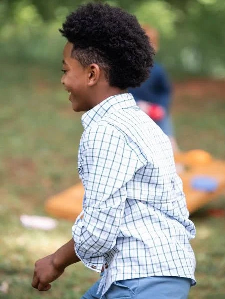 Founders Kids Fishing Shirt - Windowpane Posy Green Cozy Dress Soft Sweater