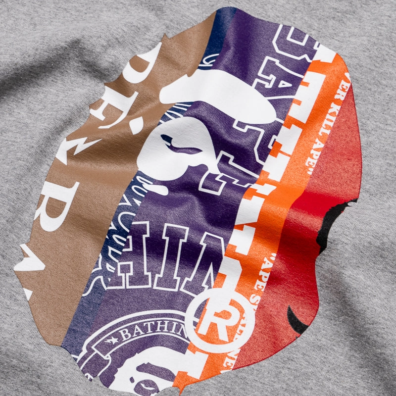 A Bathing Ape Fans Scarf Pattern Ape Head Tee - Grey Colorfast Technology Dream Base