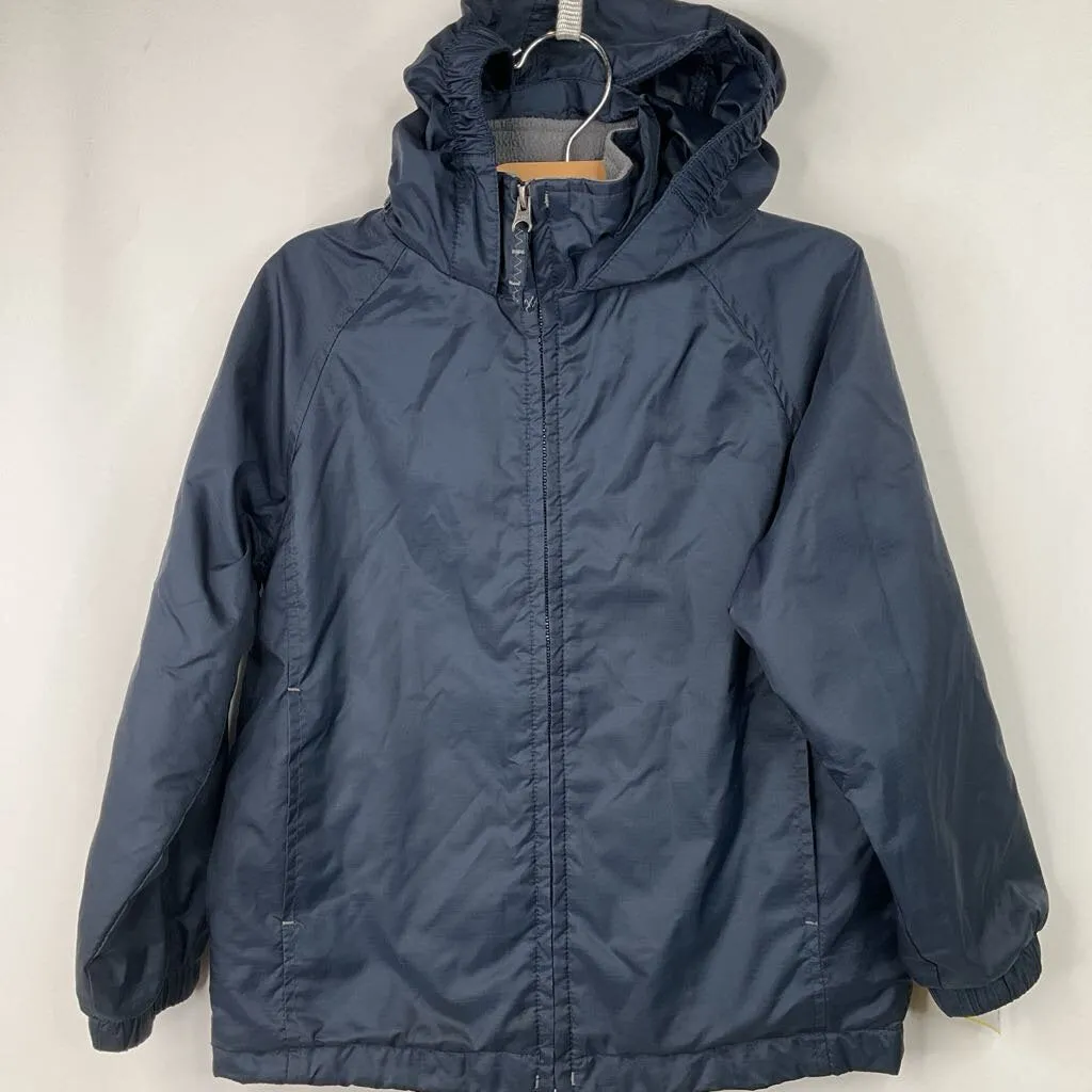 Size 4: Lands' End Navy Fleece Lined Rain Jacket Eco Friendly Coating
