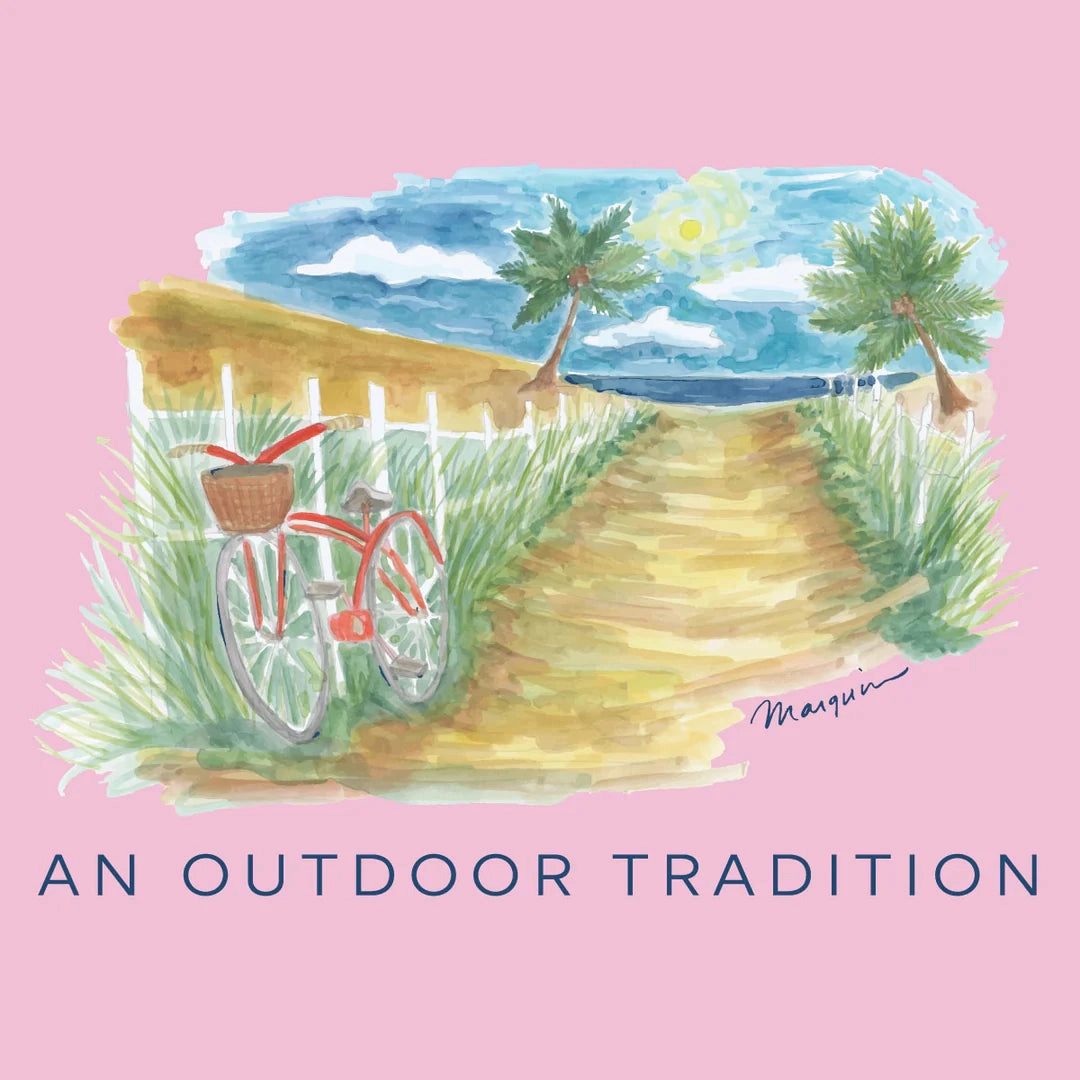 Euro Mood Girls Pro Performance Short Sleeve Fishing T-Shirt in Pink Lady Beach Bike Path