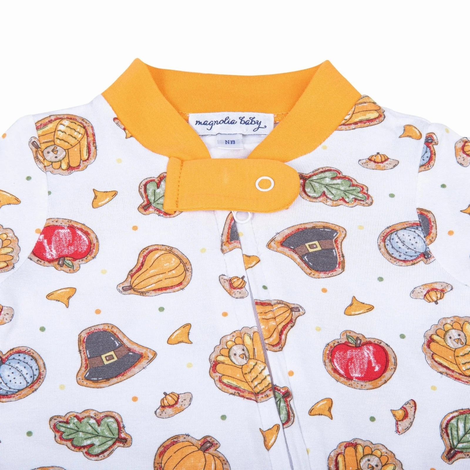 Gobble, Gobble Cookies Printed Zipper Footie HighCollared Design Basic Wear