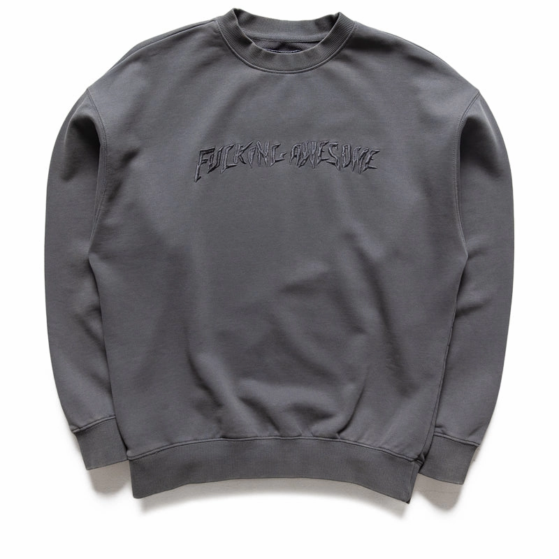 Boho Free Fucking Awesome Distressed Stamp Crew - Black