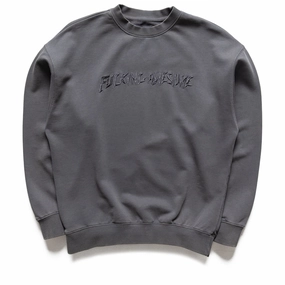 Boho Free Fucking Awesome Distressed Stamp Crew - Black