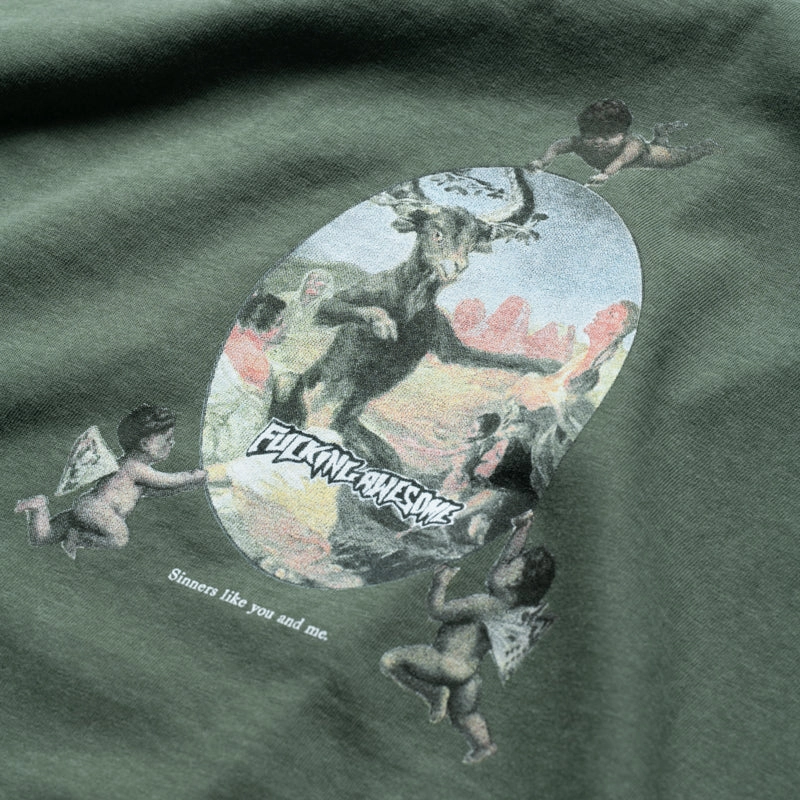 Champion Glow Fucking Awesome Sinners Like You and Me Tee - Moss