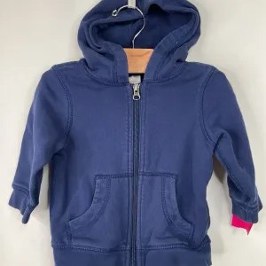 Size 2 (85): Hanna Andersson Navy Zip Up Hooded Jacket Embroidered