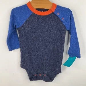 Size 3-6m: Primary 2 Tone Blue Long Sleeve Shirt Exquisite color - fast