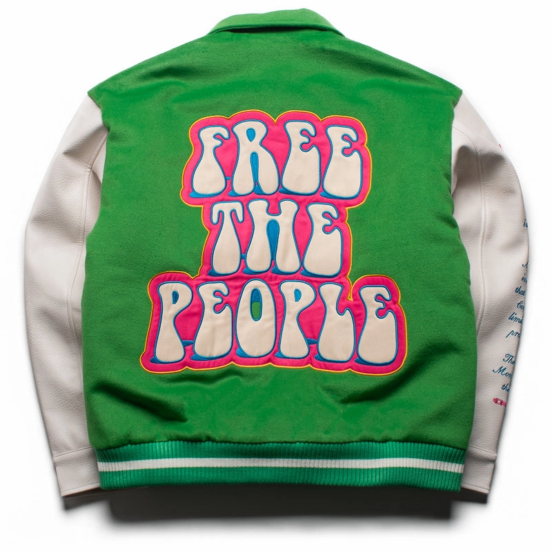 Diet Starts Monday Arts District Varsity Jacket - Green/Cream Casual Style Casual Footwear