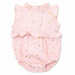 Gauze Lola Bubble - Mini Gold Stars - Pale Pink CompactPackaging