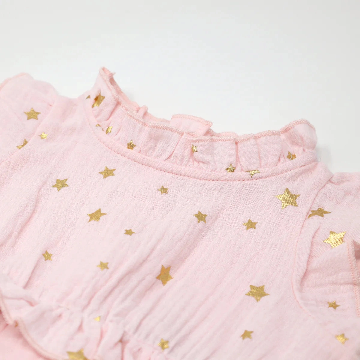 Soft Joggers Nordic Light Gauze Lola Bubble - Mini Gold Stars - Pale Pink