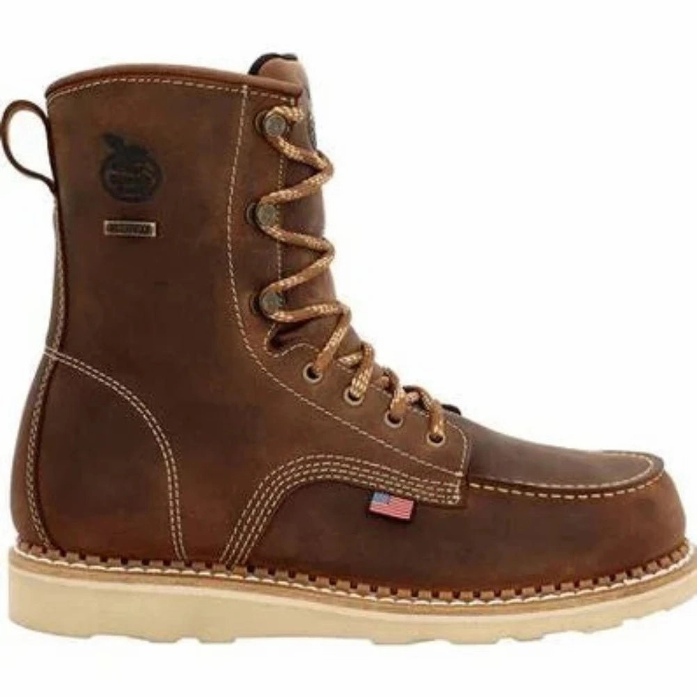 Georgia Boot America Made Men's Waterproof Tall Work Boots Gb00532 In Brown Reliable Footwear