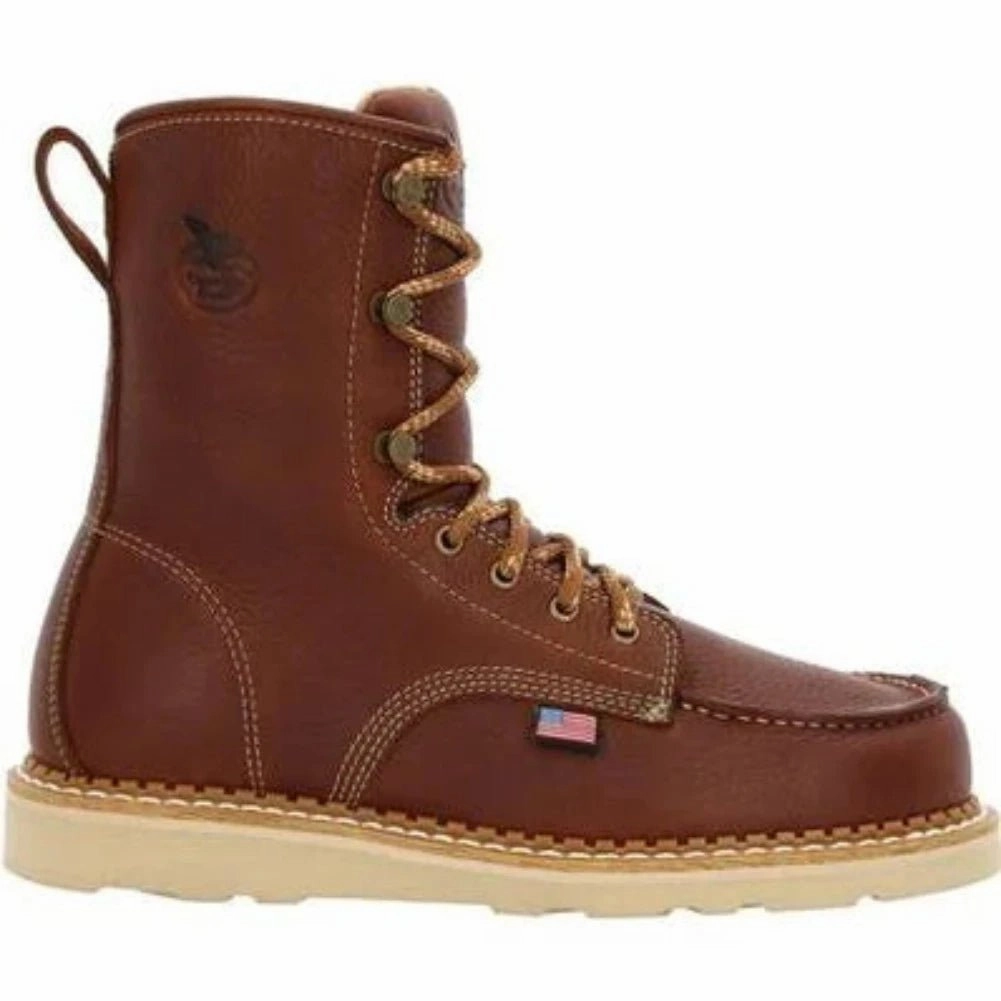 Georgia Boot America Made Men's Wedge Moc Toe Work Boots Gb00480 In Brown Thermal Core Weekend Camping