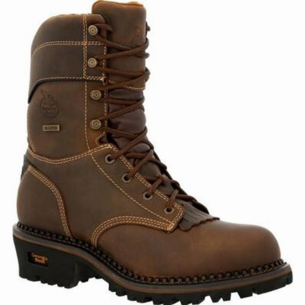 Padded Collar Lining Georgia Boot Amp Lt Logger Men's Toe Insulated Waterproof Work Boots Gb00491 In Brown