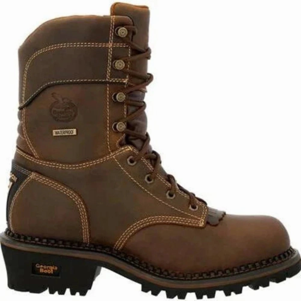 Georgia Boot Amp Lt Logger Men's Toe Insulated Waterproof Work Boots Gb00491 In Brown Light support