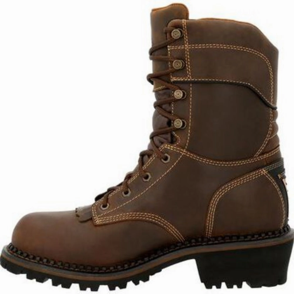 Abrasion   Resistant Georgia Boot Amp Lt Logger Men's Toe Insulated Waterproof Work Boots Gb00491 In Brown