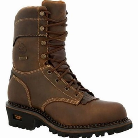 Padded Collar Lining Georgia Boot Amp Lt Logger Men's Toe Insulated Waterproof Work Boots Gb00491 In Brown