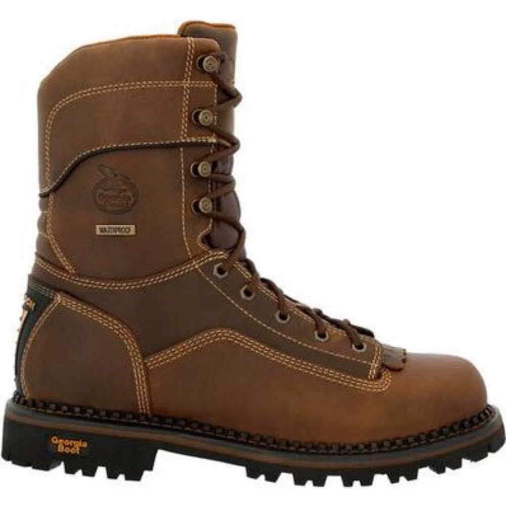 Georgia Boot Amp Lt Low Heel Logger Men's Waterproof Boots Gb00472 In Brown Summer Friendly waterproof construction