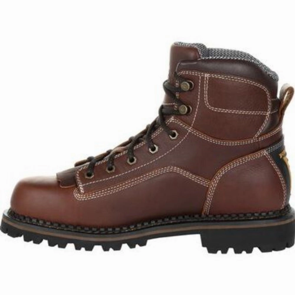Georgia Boot Amp Lt Low Heel Logger Men's Waterproof Work Boots Gb00270 In Brown Quick Dry Interior Storm Wear