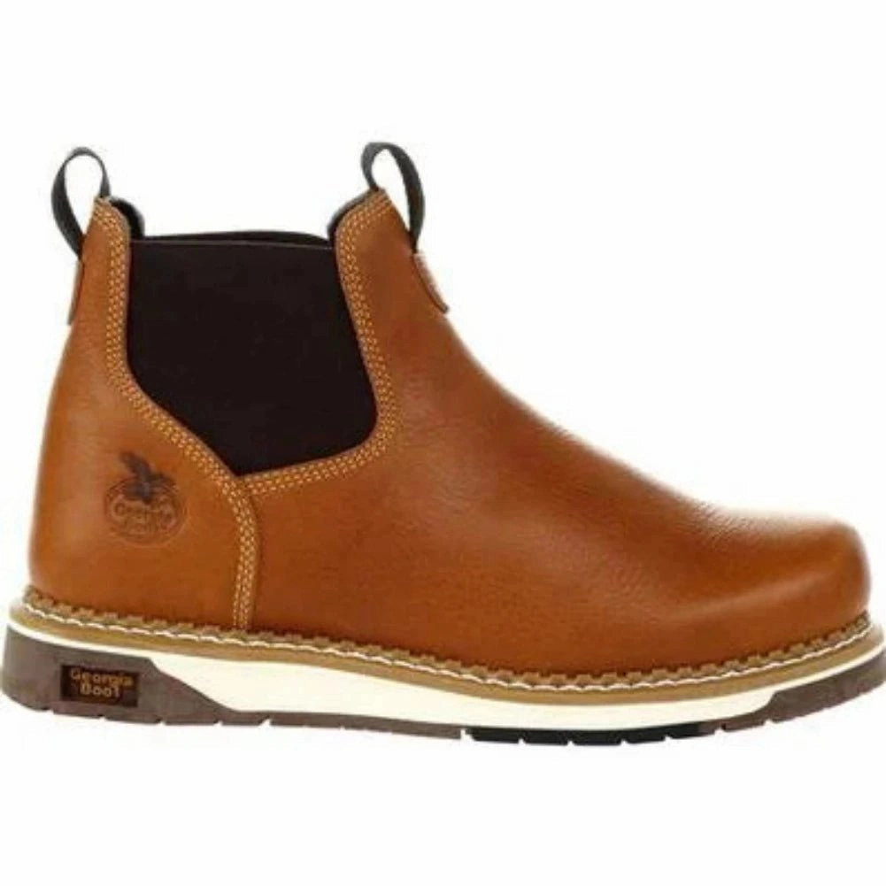 Georgia Boot Amp Lt Wedge Men's Chelsea Work Boots Gb00346 In Brown Minimalist Urban Commute