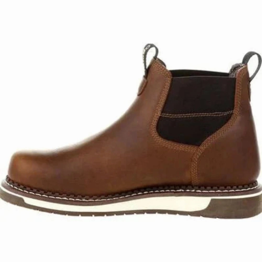 Georgia Boot Amp Lt Wedge Men's Steel Toe Waterproof Chelsea Work Boots Gb00353 In Brown Warm Interior