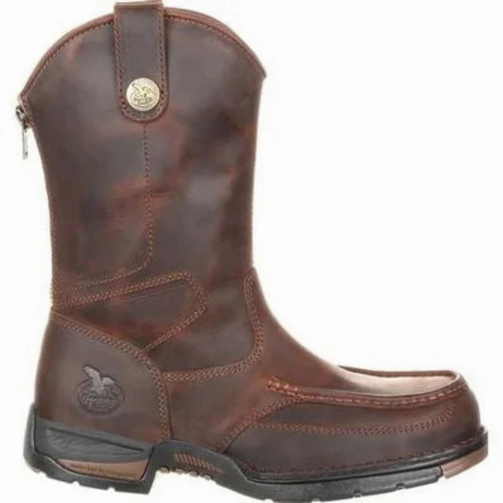 Georgia Boot Athens Men's Pull-on Work Boots Gb00226 In Brown Padded Interior Snow Trekker