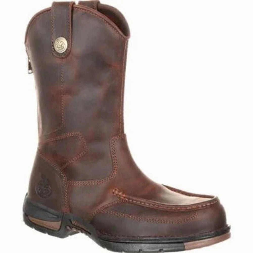 Padded collar Georgia Boot Athens Men's Pull-on Work Boots Gb00226 In Brown