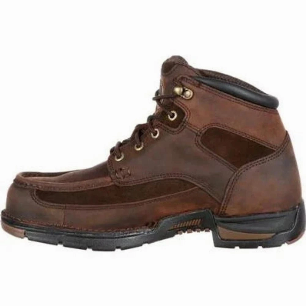 Padded Collar Lining Long Wear Comfort Georgia Boot Athens Men's Waterproof Steel Toe Work Boots G7603 In Brown