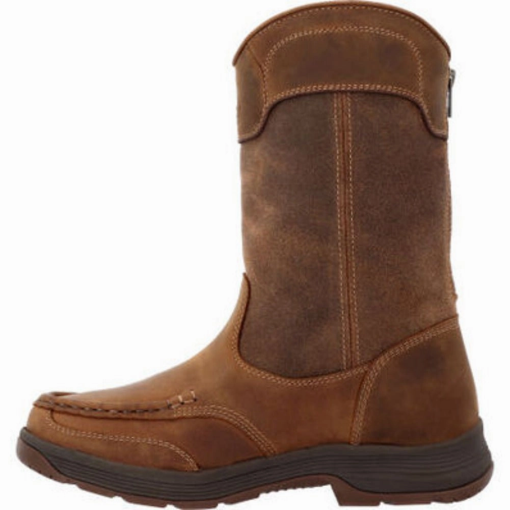 Square Toe Georgia Boot Athens Superlyte Men's Waterproof Wellington Alloy Toe Pull-on Boots Gb00550 In Brown