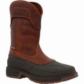 Georgia Boot Carbo-tec Ltr Men's Waterproof Pull On Work Boots Gb00471 In Brown Water Repellent Western Pattern