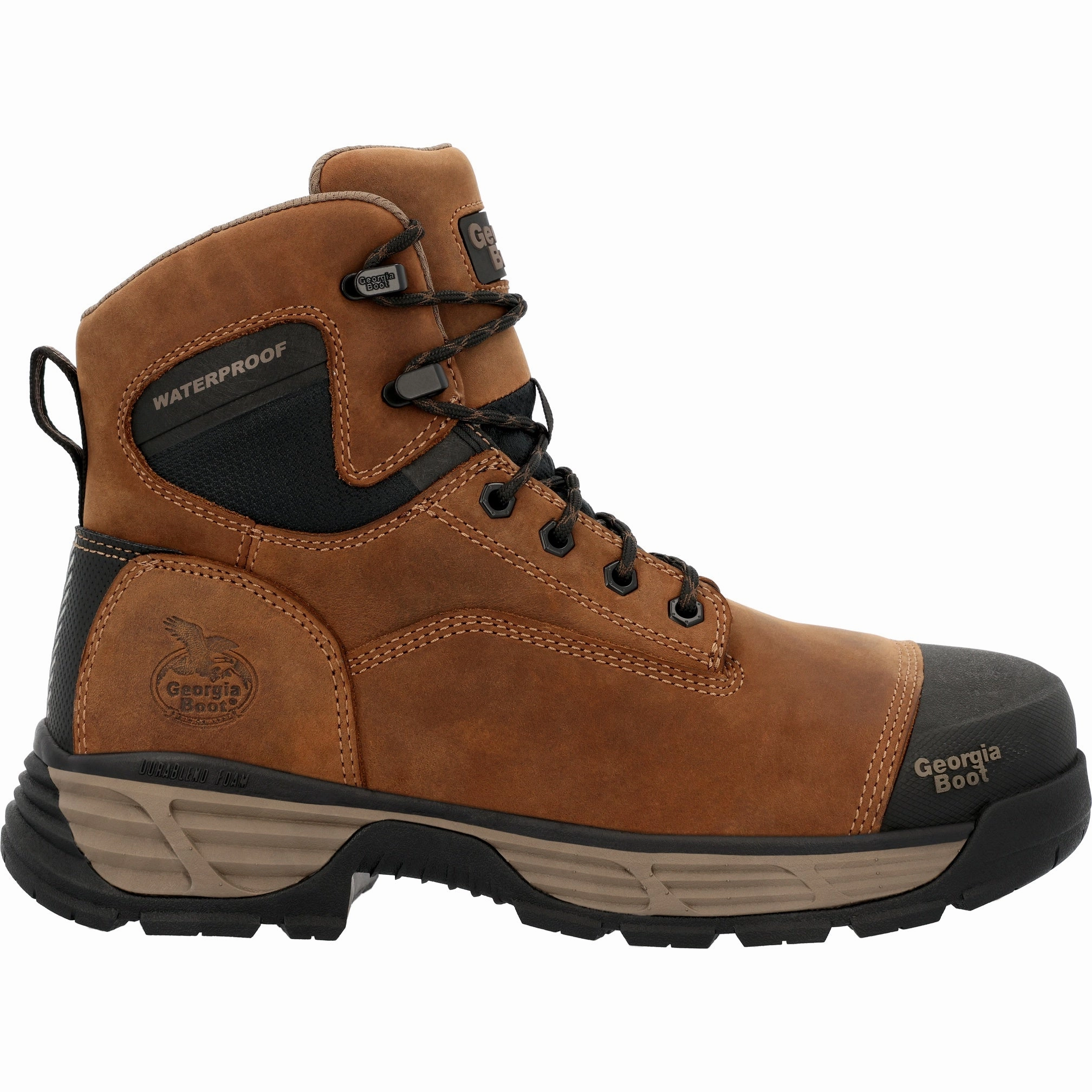 Rugged Guard Shoes Padded Cushion Georgia Boot Durablend Edge 6" Waterproof Alloy Toe Men's Work Boot Gb00679 In Brown