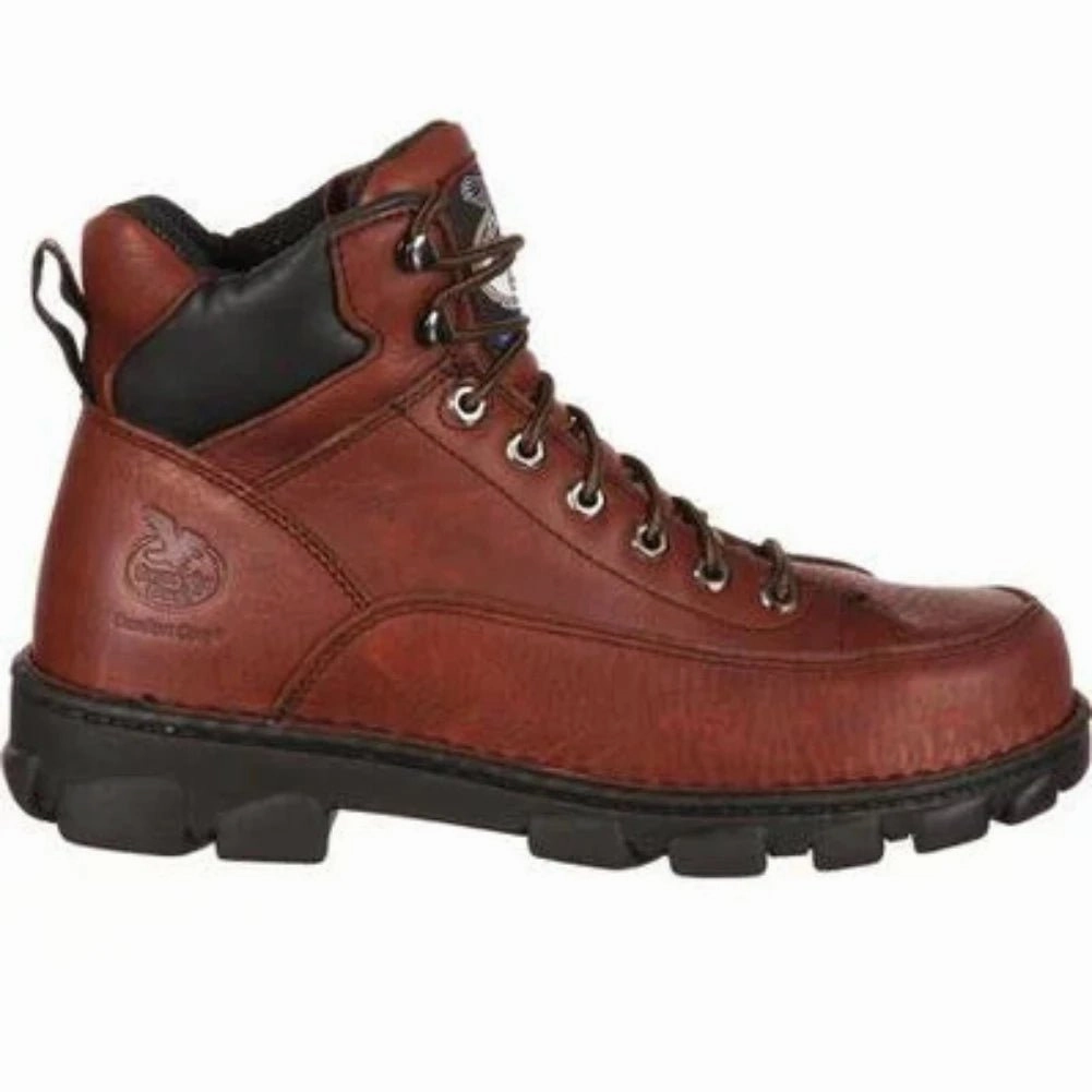 Impact Dispersing Sole Dressy look Georgia Boot Eagle Light Men's Load Steel Toe Work Boots G6395 In Brown