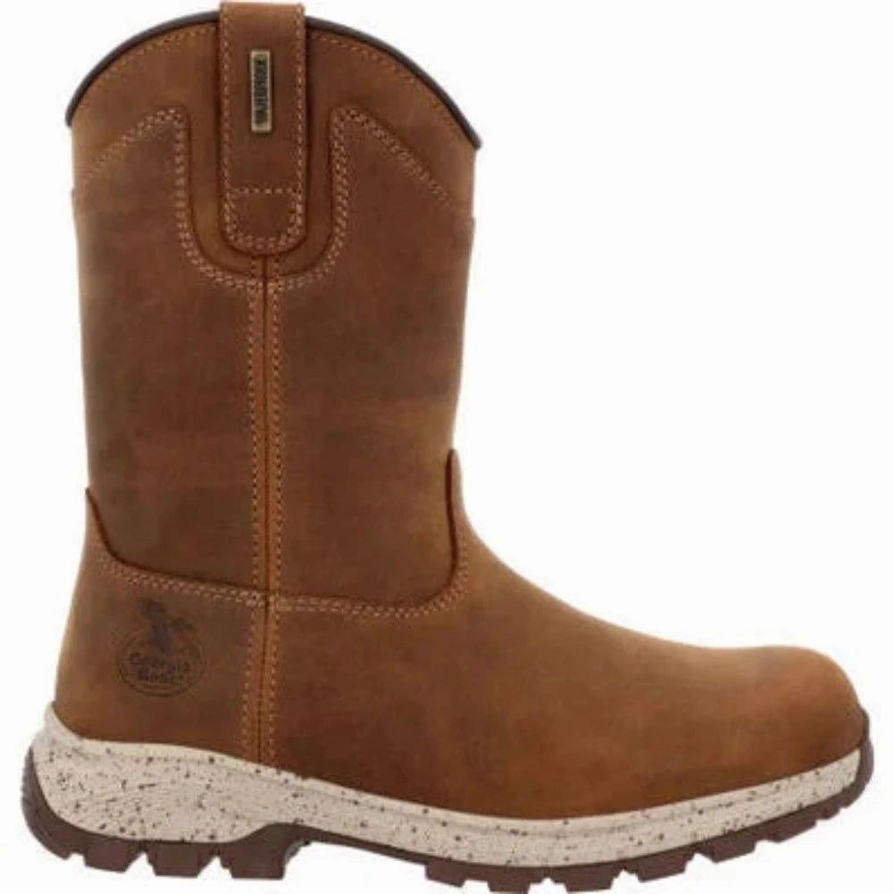 Georgia Boot Eagle Trail Women's Pull-on Work Boots Gb00645 In Brown Grippy Outsole Functional Minimalist