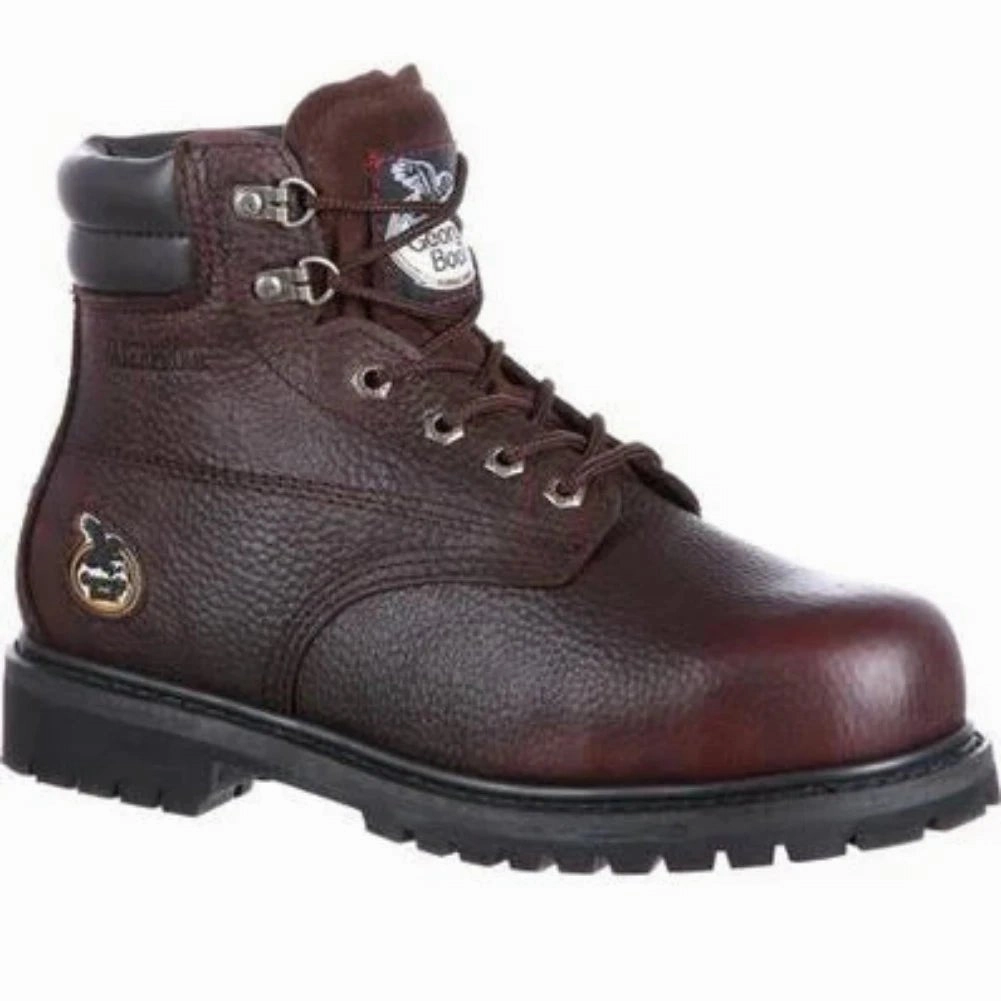 Georgia Boot Farm 'n Ranch Men's Waterproof Steel Toe Boots G6174 In Brown Tactile Feedback Sole