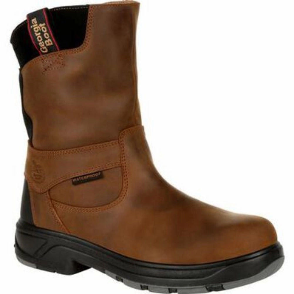 Georgia Boot Flx Point Men's Waterproof Composite Toe Work Boots G5644 In Brown Neutral palette Mountain Trail