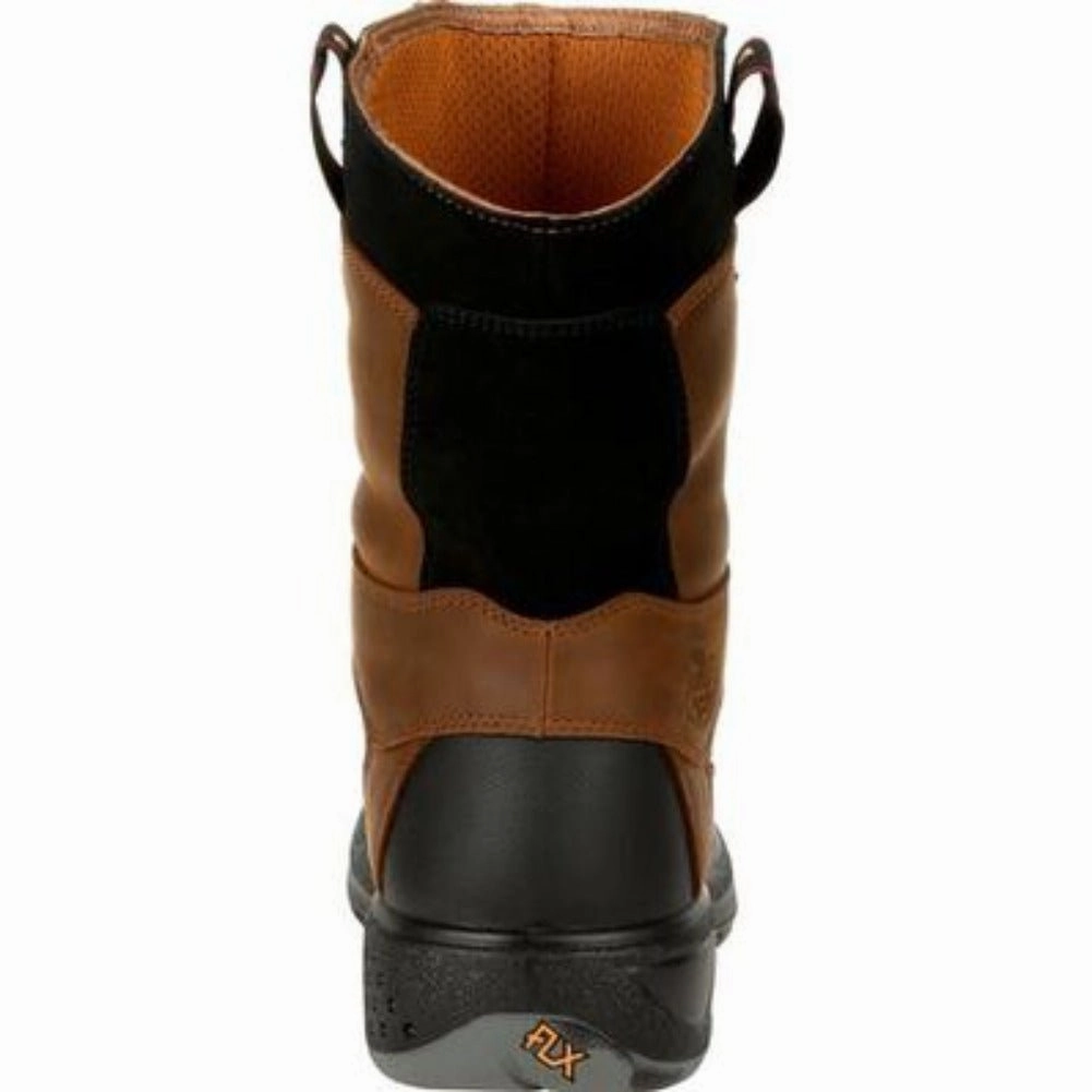 Georgia Boot Flx Point Men's Waterproof Composite Toe Work Boots G5644 In Brown Comfort Lining Daily Walks Croc Look