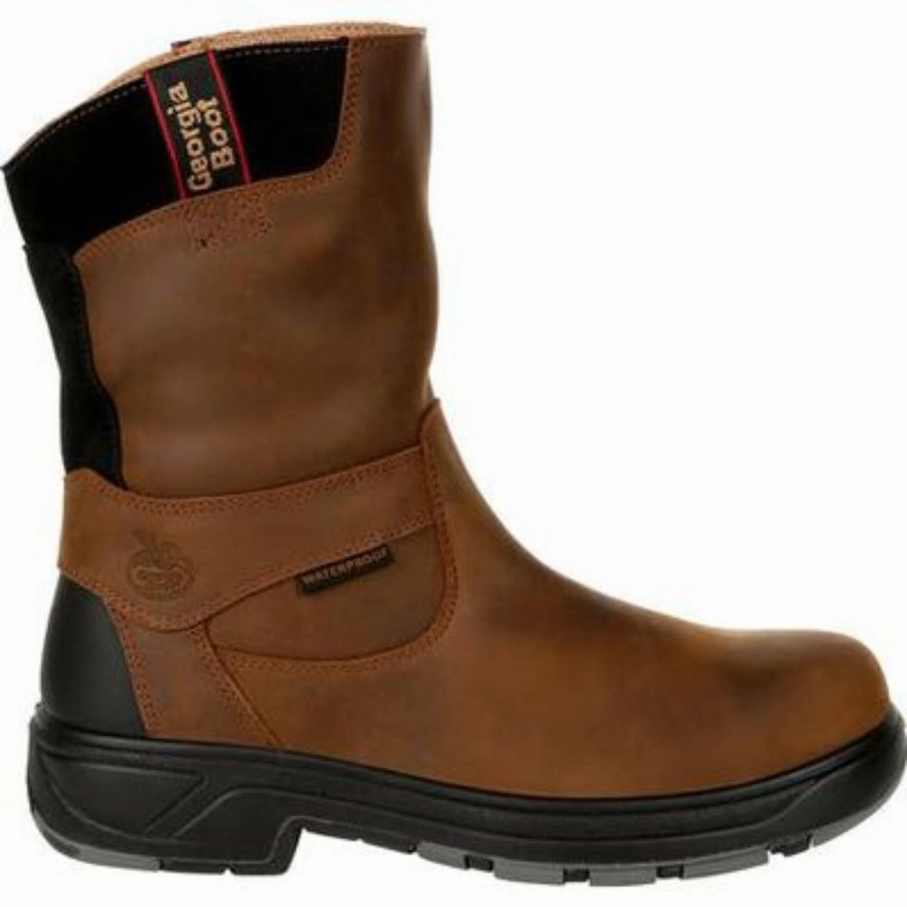 Georgia Boot Flx Point Men's Waterproof Composite Toe Work Boots G5644 In Brown lightweight materials Insulated Interior