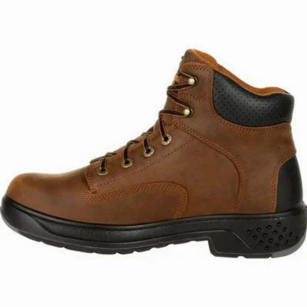Georgia Boot Flx Point Men's Waterproof Composite Toe Work Boots G6644 In Brown Padded Liner Shock Diffusing Heel