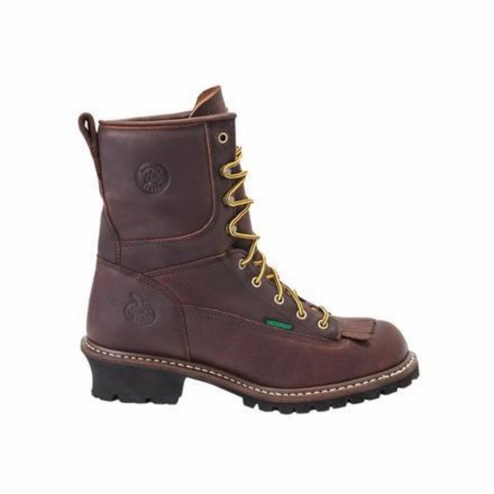 Slip Resistant All Day Wear Feather Light Weather Resistant User Georgia Boot Loggers Men's Waterproof Soft Toe Work Boots G7113 In Brown