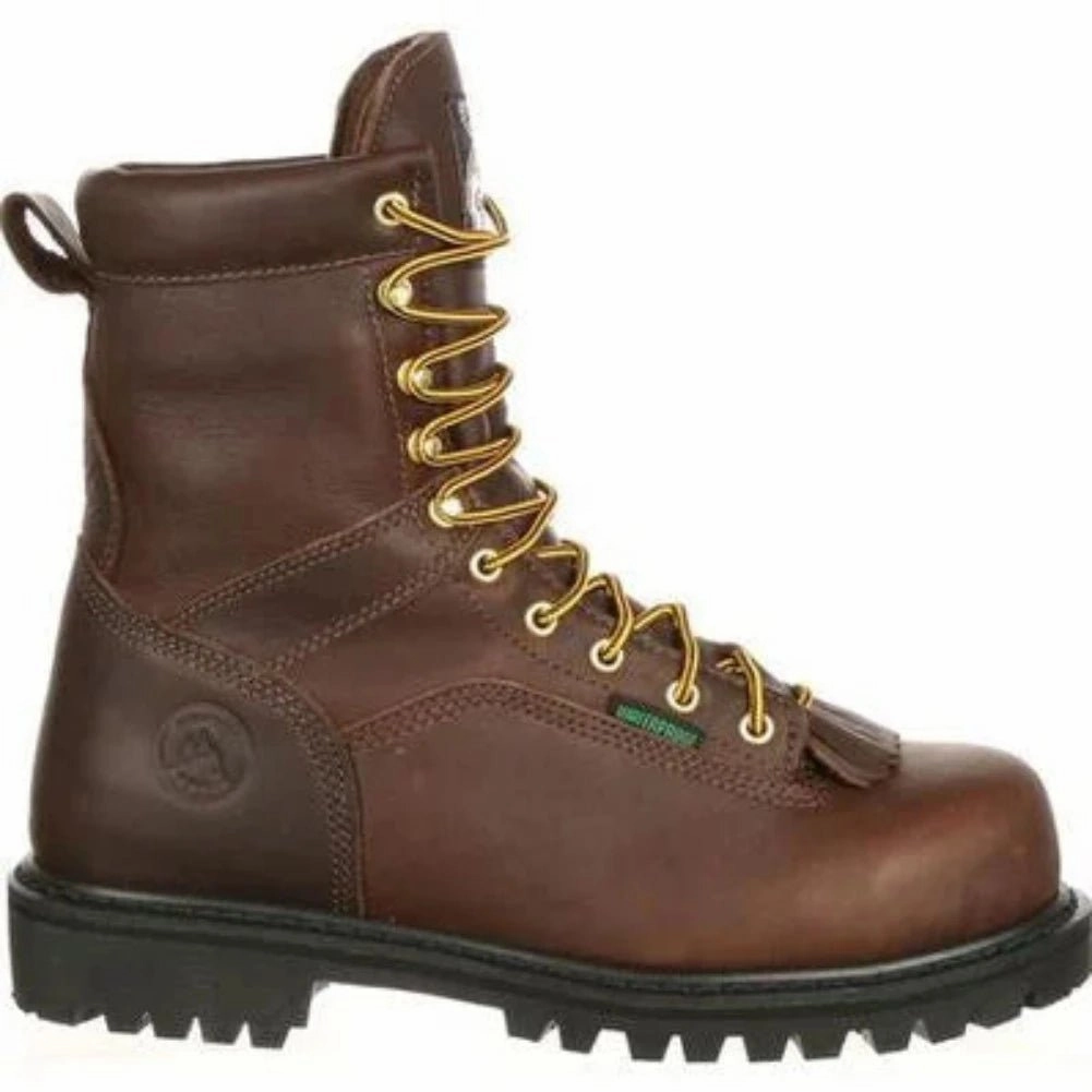 Low Profile Functional Minimalist Georgia Boot Low Heel Logger Men's Waterproof Work Boots G8041 In Brown