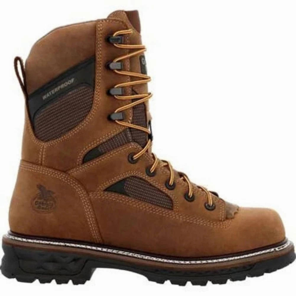 Georgia Boot Ltx Low Heel Logger Men's Composite Toe Waterproof Work Boots Gb00669 In Brown Flexible Frame Weekend Camping