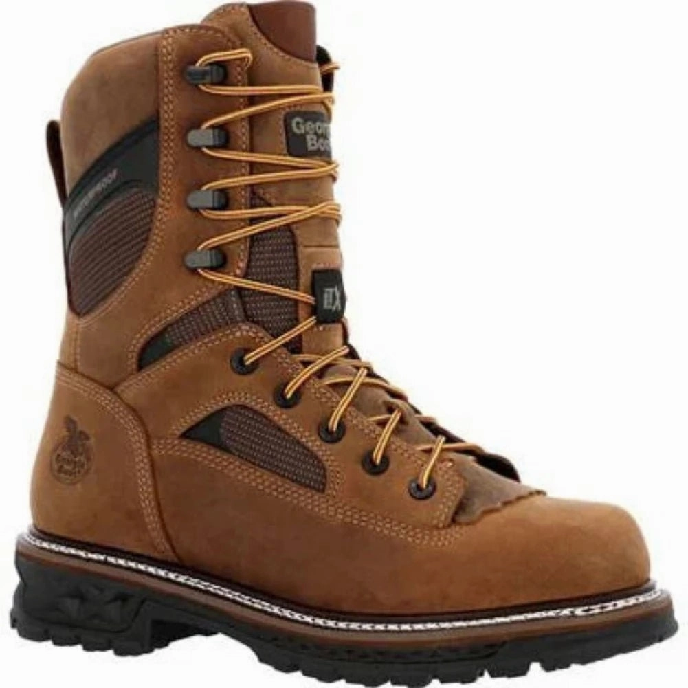 Georgia Boot Ltx Low Heel Logger Men's Composite Toe Waterproof Work Boots Gb00669 In Brown Sweat Wicking Work Wear