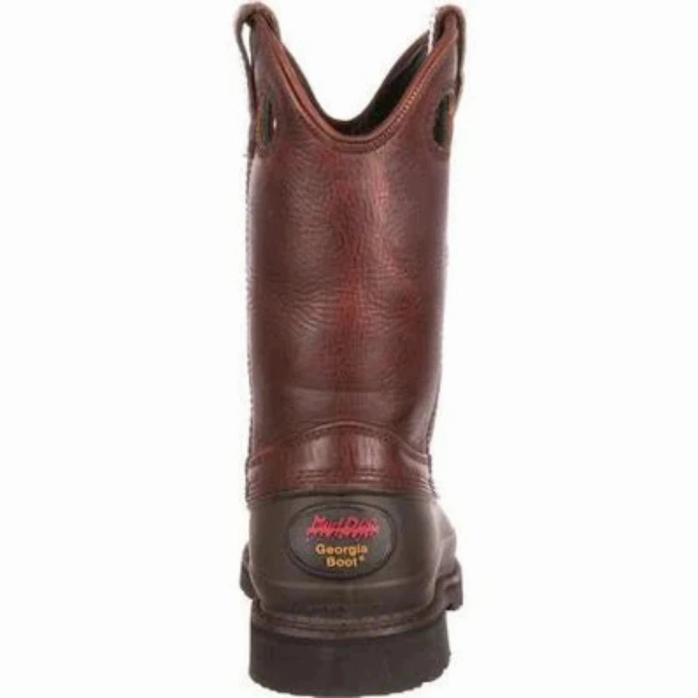 Georgia Boot Muddog Men's Steel Toe Wellington Work Boots G5655 In Brown Metallic Accent