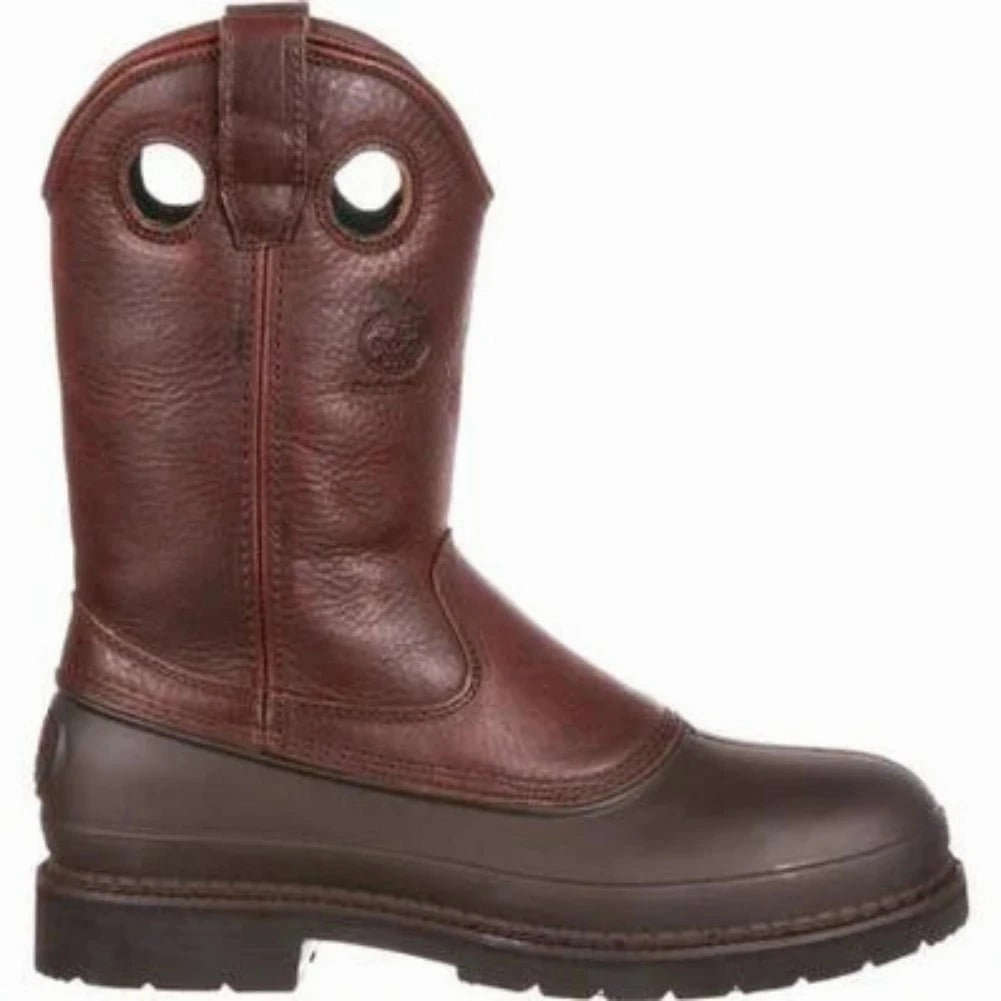 Georgia Boot Muddog Men's Steel Toe Wellington Work Boots G5655 In Brown Rural Terrain