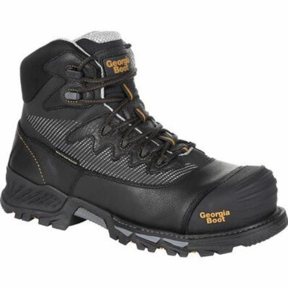 Georgia Boot Rumbler Men's Composite Toe Waterproof Boots Gb00311 In Black Rugged Built Hiking Trails