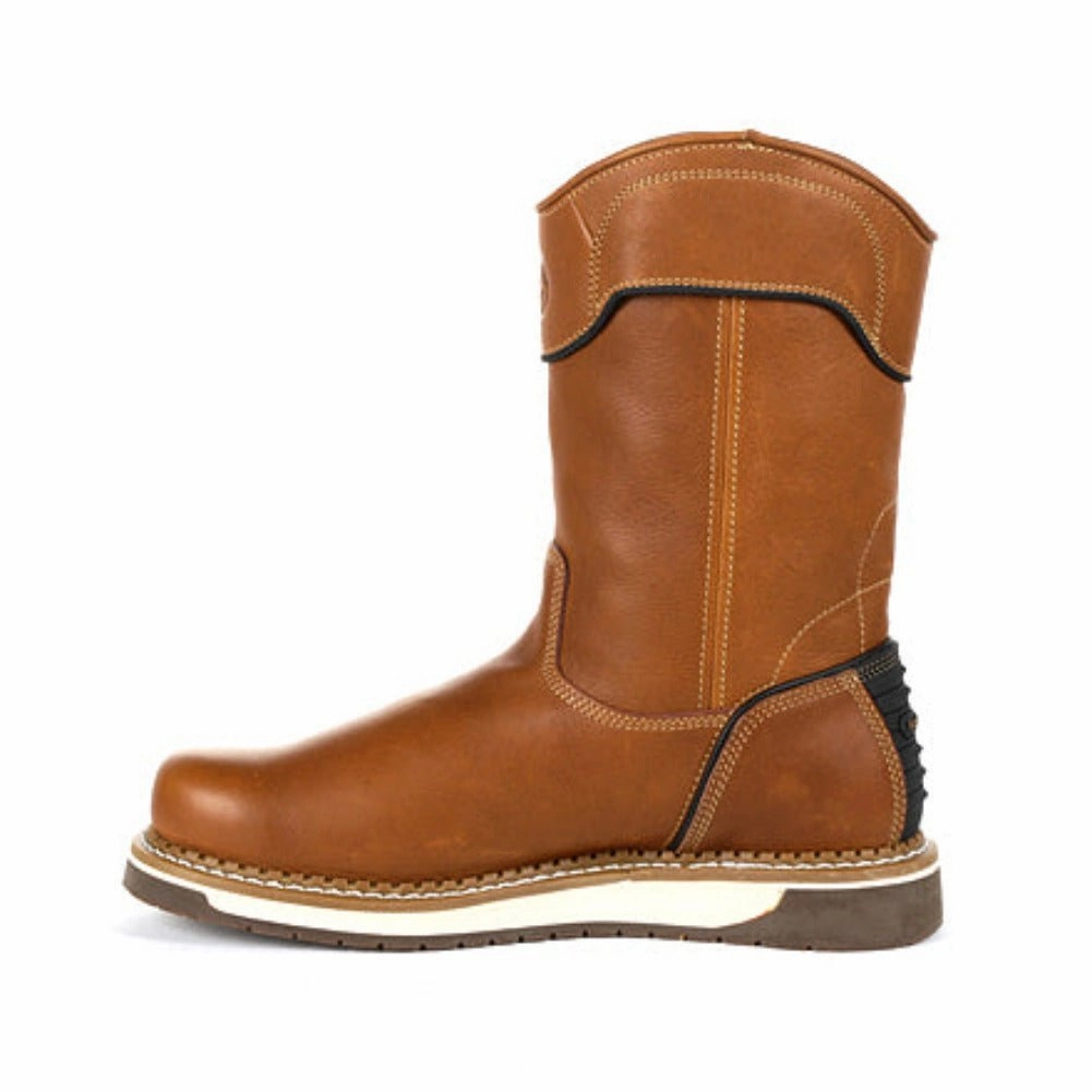 Perfect Fit Comfort Padding Georgia Boot Wedge Men's Pull On Boots Gb00349 In Brown