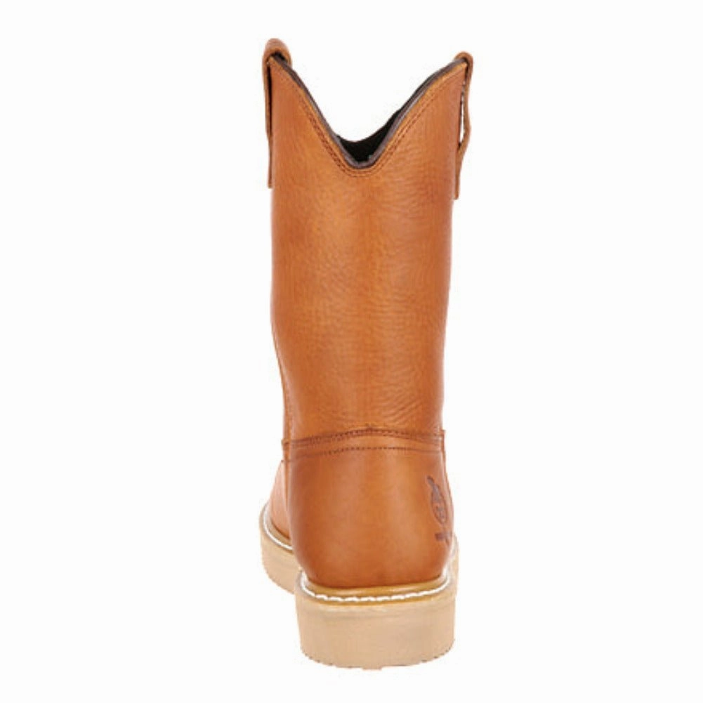 Georgia Boot Wedge Men's Steel Toe Pull On Boots G5353 In Gold Ergonomic Arch Design Metallic Buckle