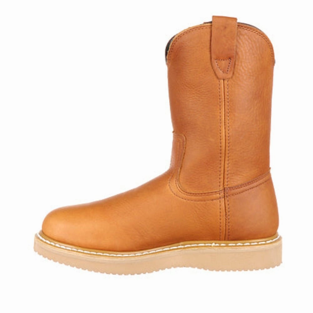 Handcrafted Stitching Urban Ready Georgia Boot Wedge Men's Steel Toe Pull On Boots G5353 In Gold