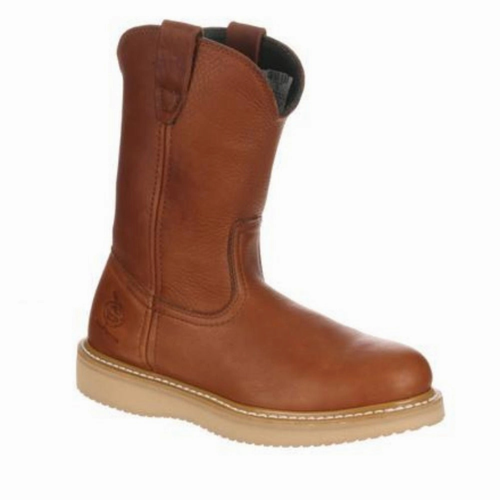 Cool Look Durable Shell Comfort Seeker Georgia Boot Wedge Men's Steel Toe Pull On Boots G5353 In Gold